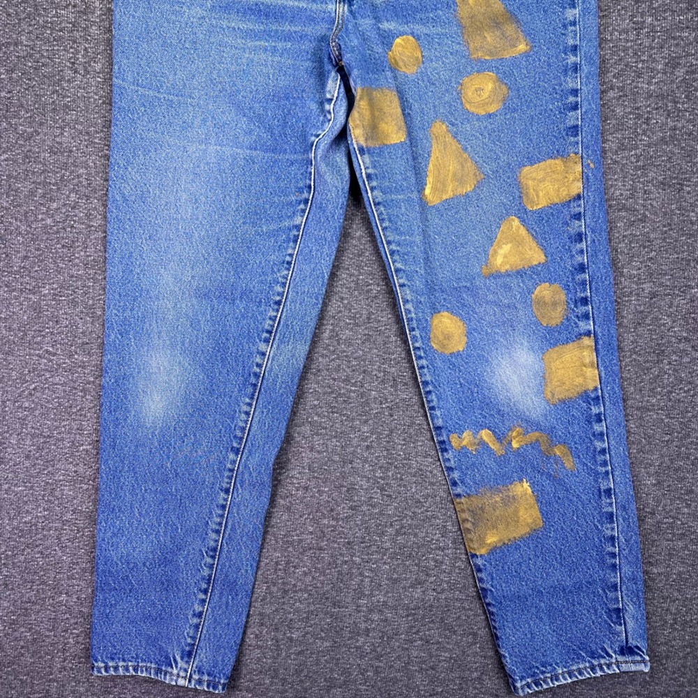 VTG 90s Levis 505 Jeans Womens 15 Blue High Rise Painted Tapered USA Made Grunge - Picture 9 of 16